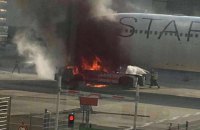 В аэропорту Франкфурта загорелся самолет