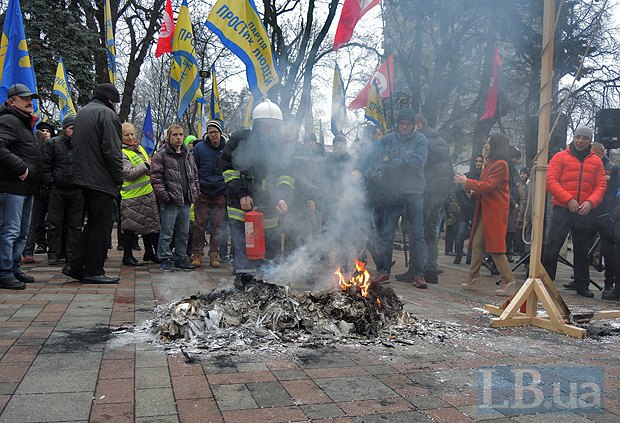 Протестующие сожгли чучело кролика