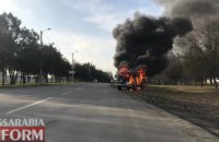 В Измаиле во время движения загорелся полицейский автомобиль