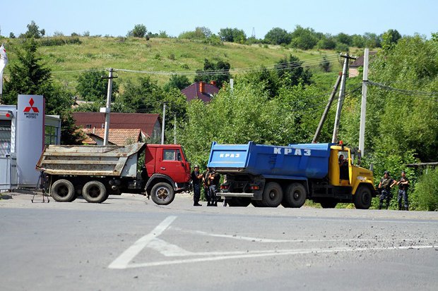 Блокпост правоохранителей в Мукачево