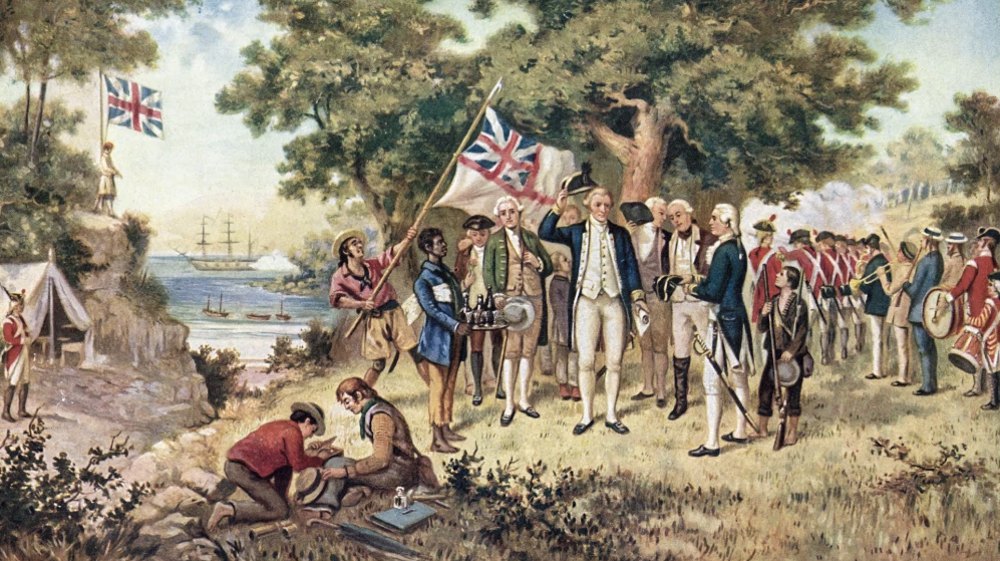  Капітан Джеймс Кук оголошує Новий Південний Уельс володінням Королівства Великої Британії, 1770 р. (Першою британською колонією на території Австралії був Новий Південний Уельс, спершу так назвали усю Австралію)
