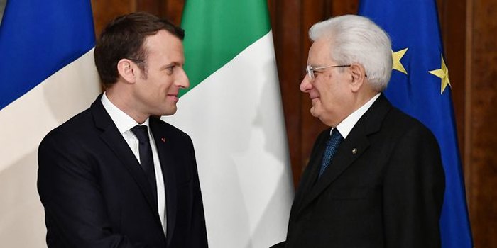 Президент Франции Эмманюэль Макрон и президент Италии Серджо Матарела
