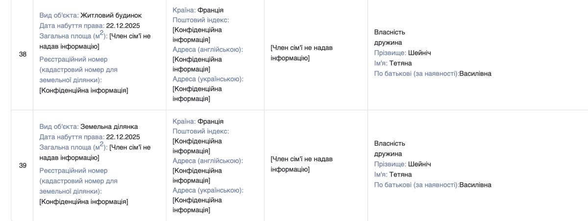 Скриншот декларації нардепа Костянтина Бондарєва