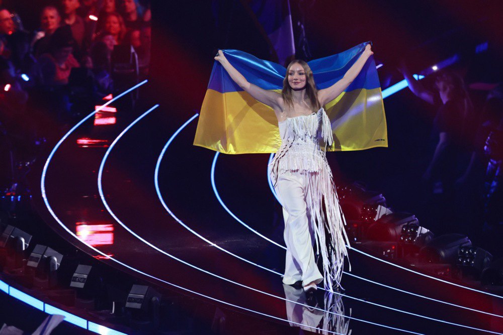 Лелека під час гранд-фіналу 70-го конкурсу пісні Євробачення у Відні, 16 травня 2026 р.