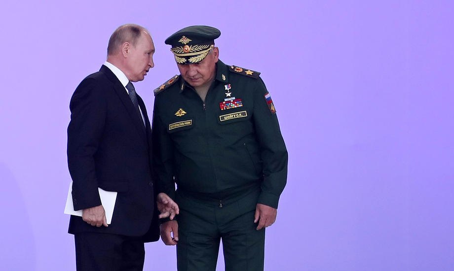 Путін та Шойгу під час відкриття виставки «Армія-2022» під Москвою, 15 серпня 2022 р.