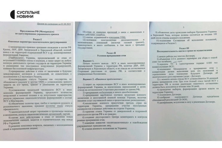 Меморандум, який Росія передала в Стамбулі