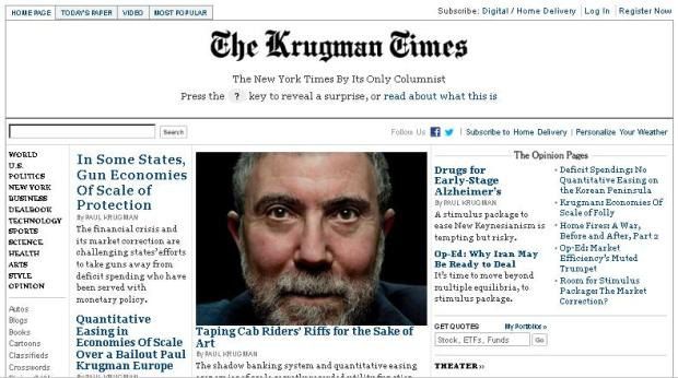 Первая страница фан-сайта Пола Кругмана