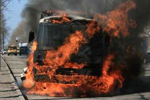 ​Под Киевом загорелся автобус с пассажирами