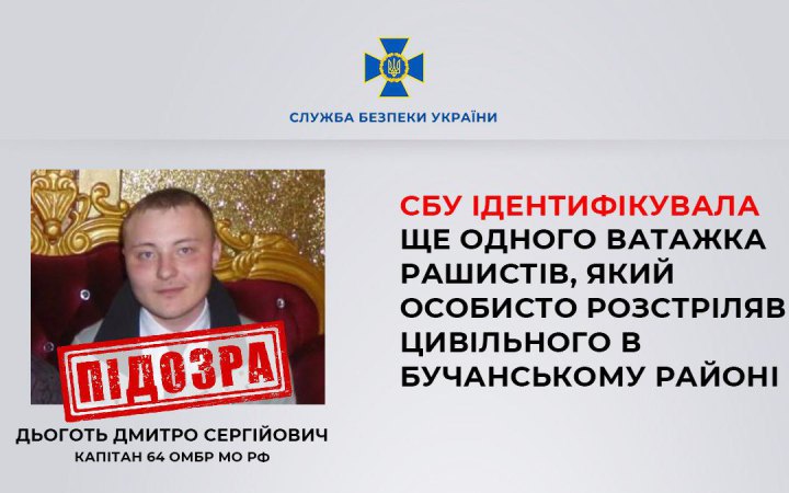 СБУ ідентифікувала чергового російського офіцера, який особисто розстріляв цивільного в Бучанському районі Київщини