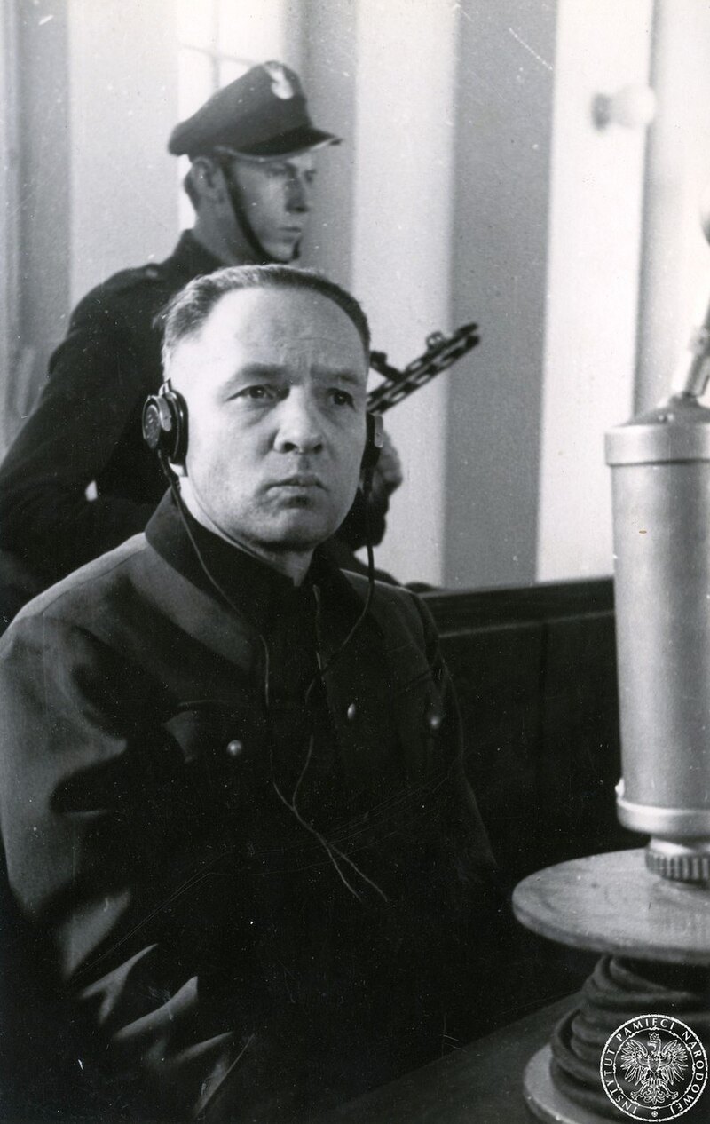 Рудольф Гьосс, комендант Аушвіцу, під час суду над ним у Варшаві, 1947