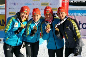 Женская сборная Украины выиграла "золото" на ЧЕ по биатлону