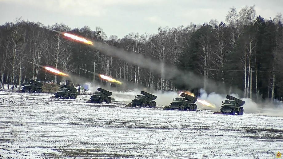 Военные учения Вооруженных сил Беларуси на Брестском полигоне, 3 февраля 2022 года.