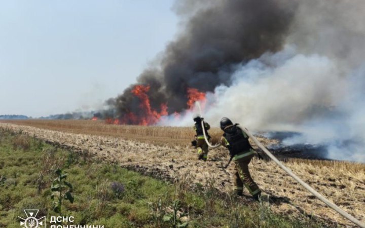 ОВА: на Донеччині через ворожі обстріли вигоріли поля пшениці
