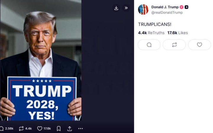 Трамп знову спровокував дискусії про свій третій президентський термін