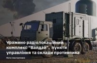 Уражено радіолокаційний комплекс “Валдай”, пункти управління та склади противника