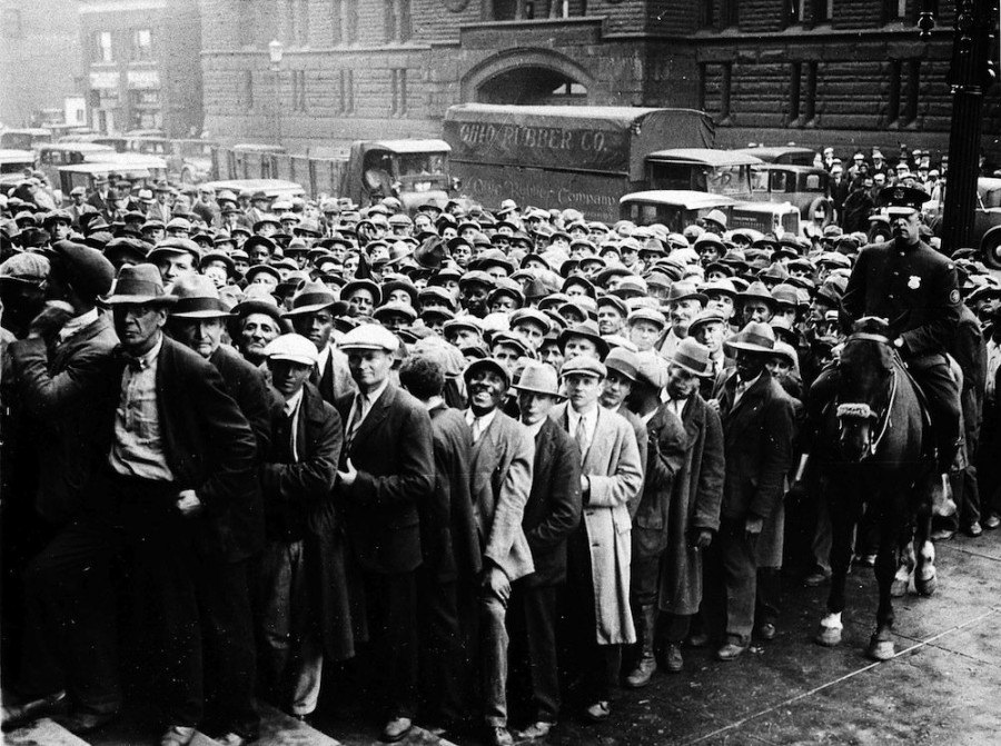 Черга безробітних, Велика депресія, США, 30-і роки