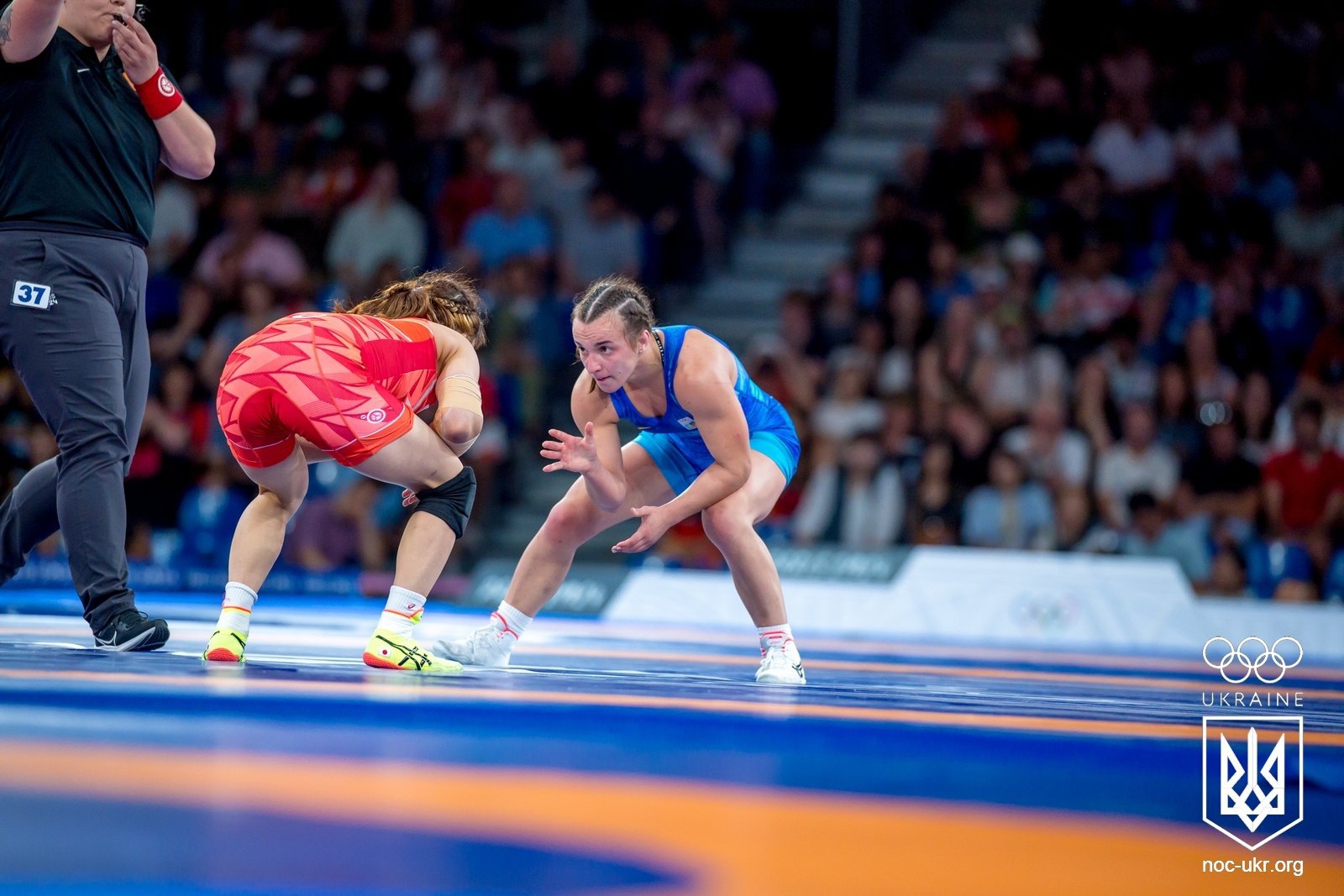 Оксана Лівач під час сутички на Олімпіаді-2024