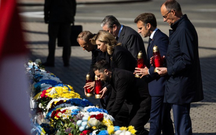 Подружжя Зеленських разом з європейськими партнерами вшанували пам'ять полеглих Героїв на Майдані Незалежності