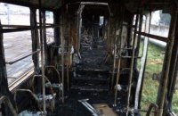 В Киеве сгорел новый трехсекционный трамвай