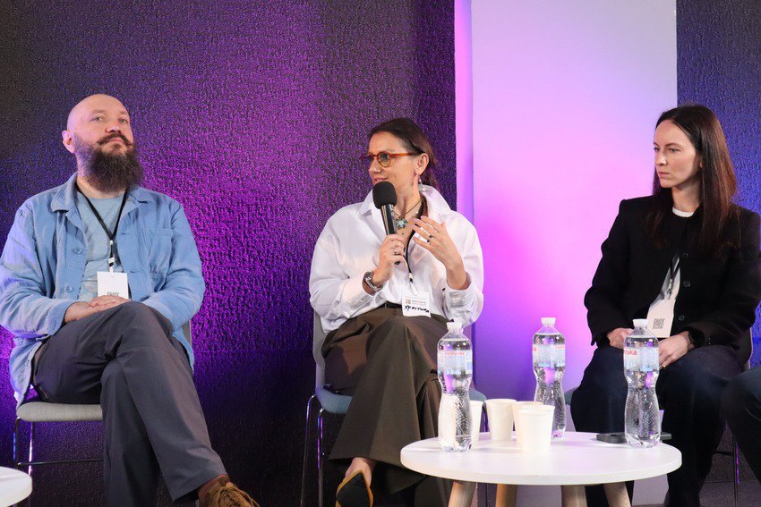 учасник гурту <i>dakhabrakha</i> Марко Галаневич, кураторка&nbsp;<i>Zenyk Art Gallery</i> Христина Береговська