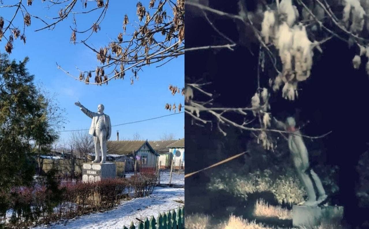 Останній пам'ятник Леніну в Одеській області демонтували в селі Старі Трояни. 21 cічня 2021 року.