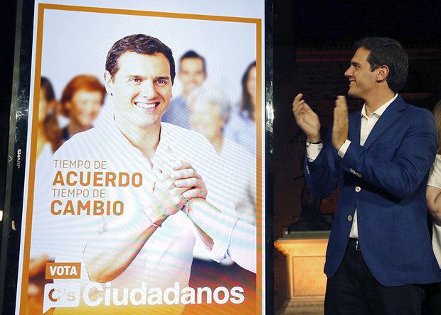 Представитель Ciudadanos, Альберт Ривера, во время выборов в Мадриде, Испания, 09 июня 2016 г. 