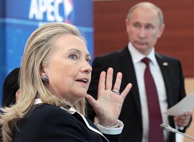Владимир Путин и Хиллари Клинтон на саммите ОПЕК 