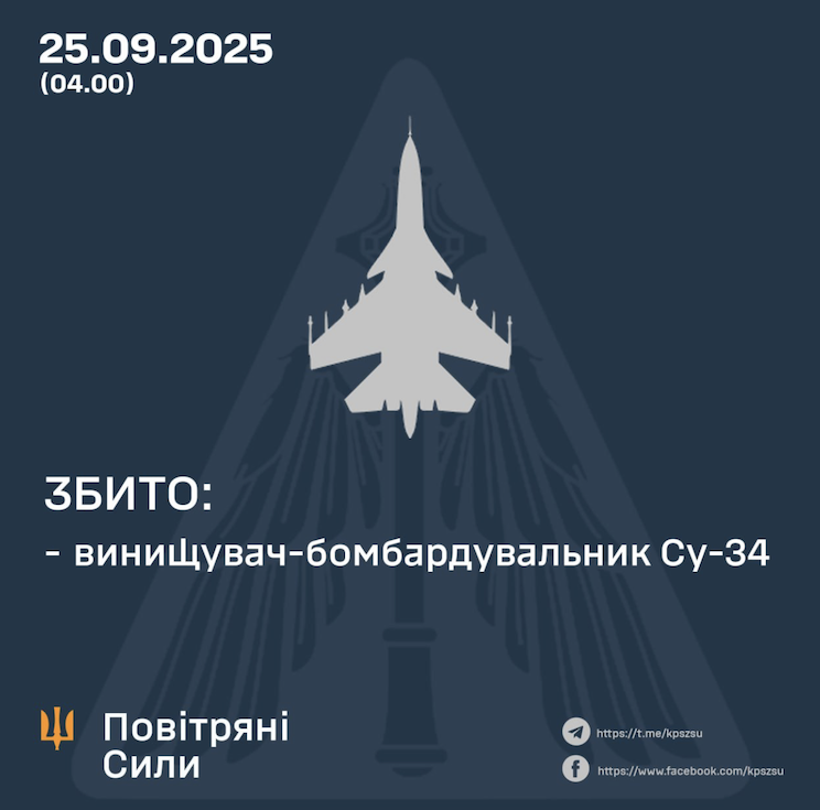 На Запорізькому напрямку збили Су-34