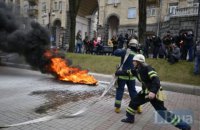 На акції протесту київських таксистів проти Uber підпалили шини