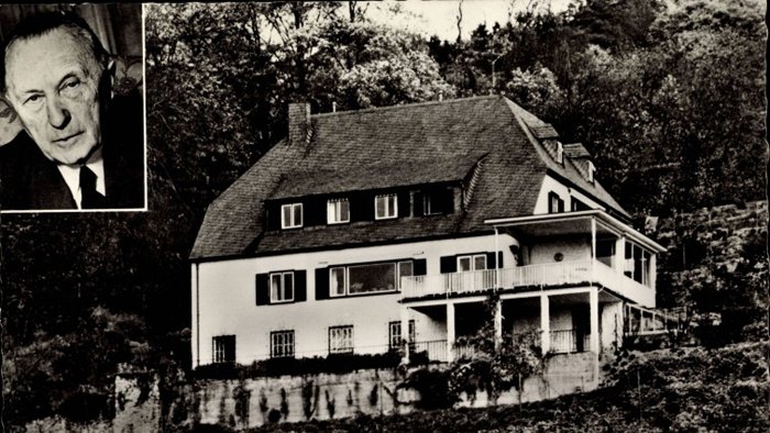 На недатированной открытке изображен дом Конрада Аденауэра в Рендорфе