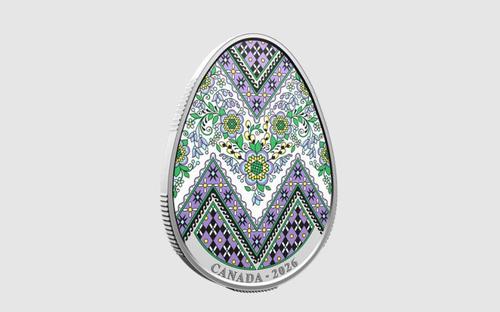 Канада випустила срібну монету у формі української писанки