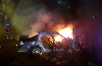 После ДТП в Днепре загорелся автомобиль, водитель погиб