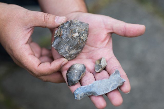 Кремневые орудия труда, обнаруженные во время раскопок на Киевщине