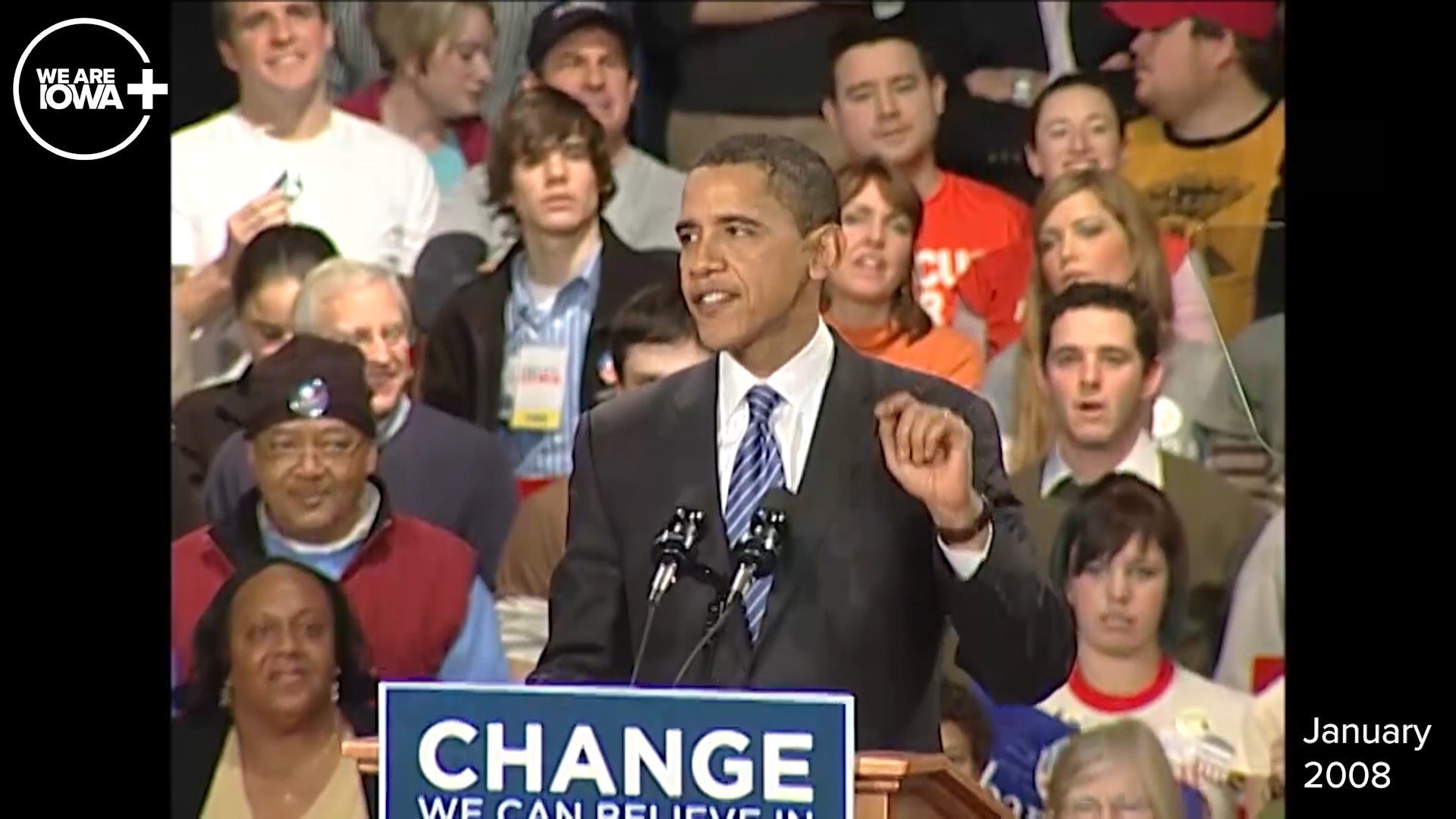 Барак Обама під час промови в Айові, 2008.