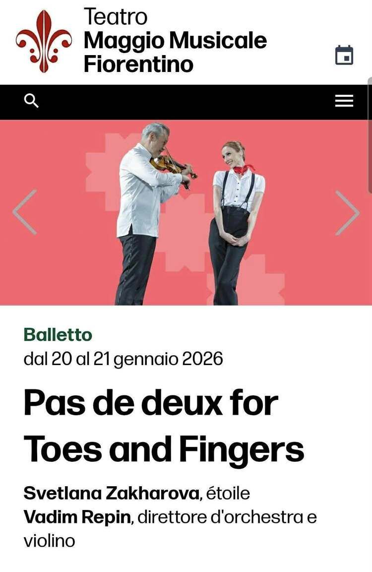 афіша майбутнього виступу
Захарової та Репіна у Флоренції