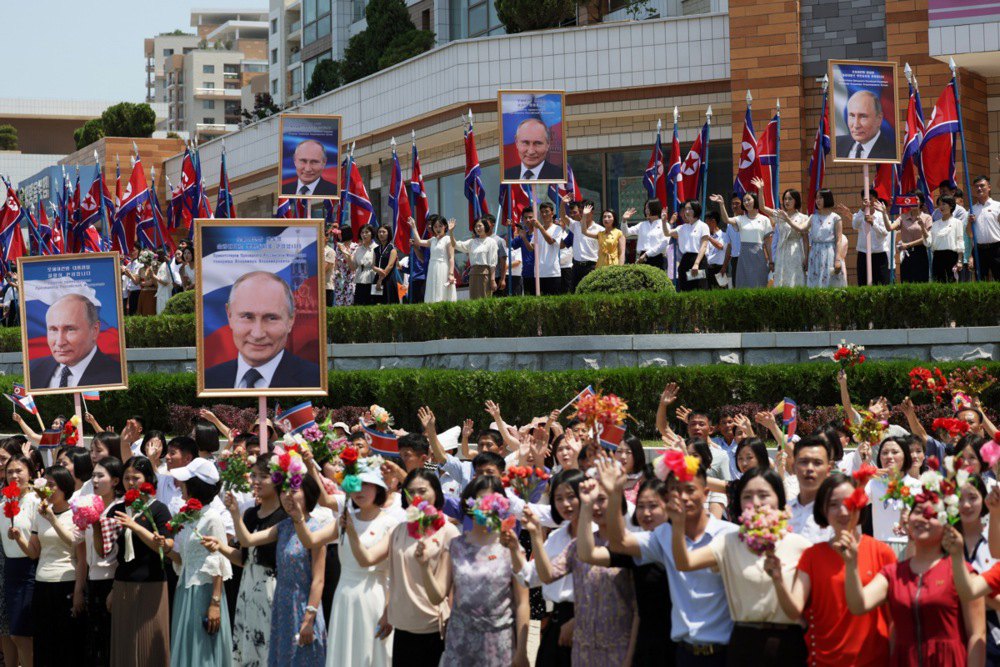 Офіційна церемонія зустрічі в Пхеньяні, 19 червня 2024 року.