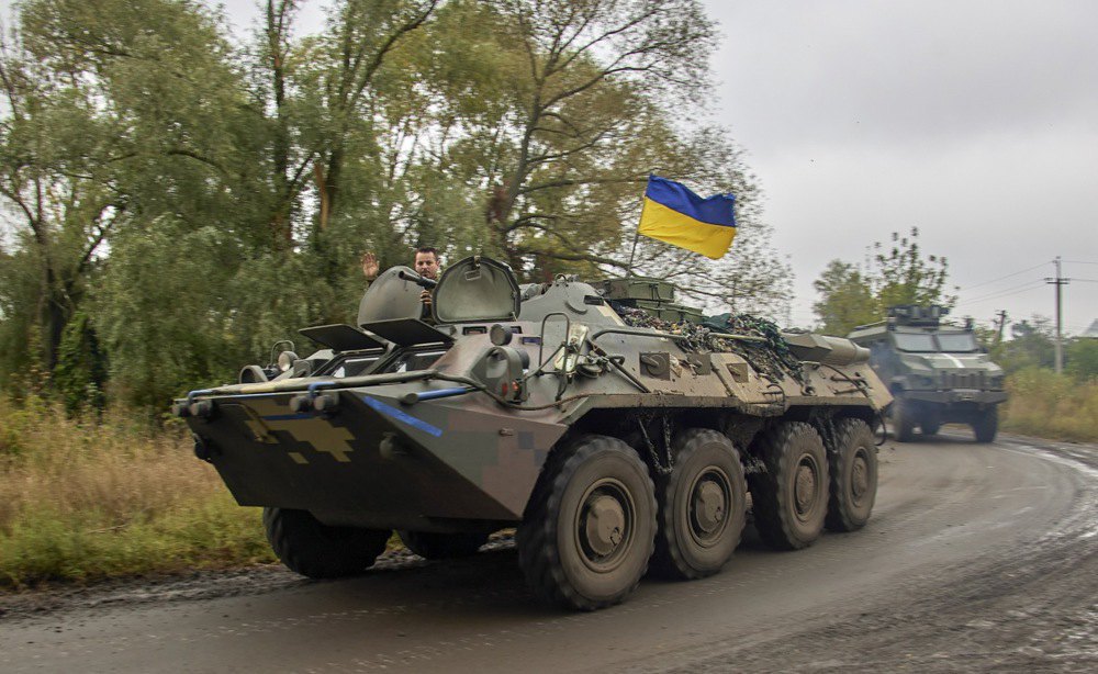  Ukrainian armoured personnel carrier near the settlement of Kozacha Lopan, north of Kharkiv, September 2022