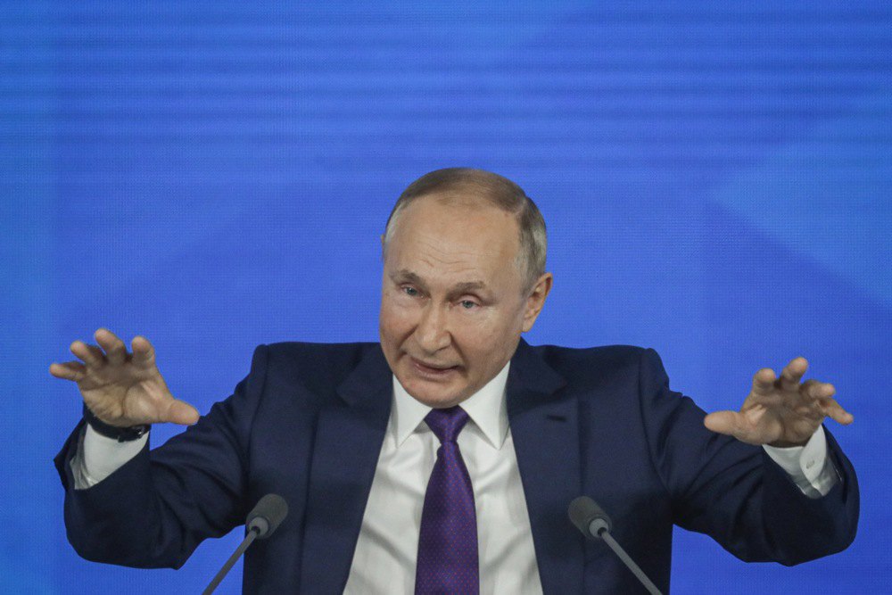 Russian President Vladimir Putin during the annual press conference on 23 December, 2021.