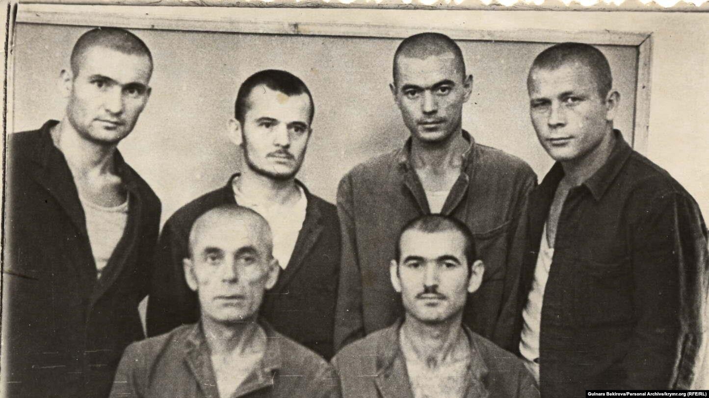 Mustafa Dzhemilyev (second from the top left) in the camp, July 1967