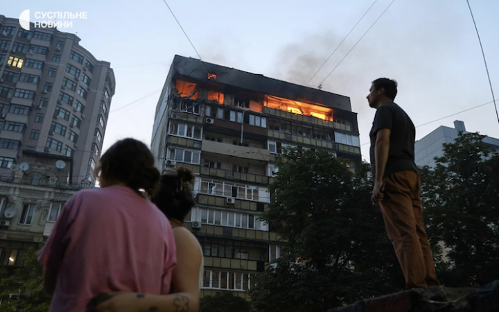 Russian drone and missile strike on Kyiv kills two and injures over 15