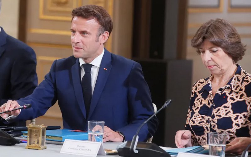 President Macron and Minister of Europe and Foreign Affairs Catherine Colonna
