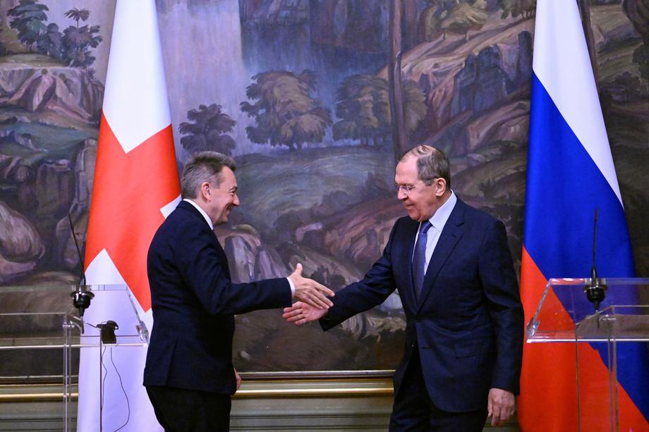  President of the International Committee of the Red Cross Peter Maurer and russian Foreign Minister Sergey Lavrov after talks in Moscow, March 24, 2022.