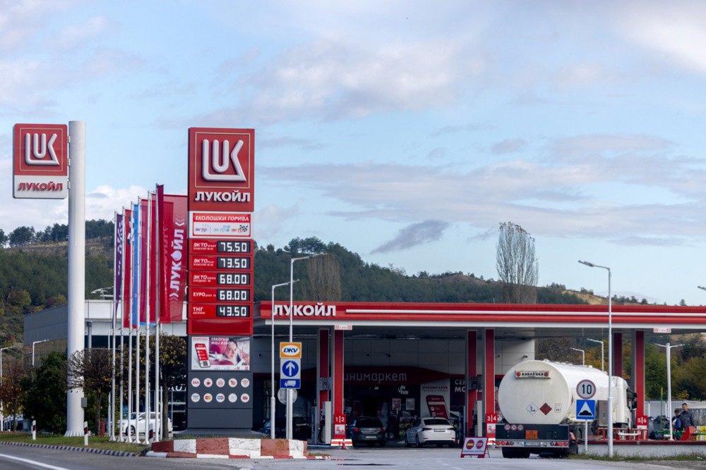  Lukoil gas station on highway between Tetovo and Skopje, North Macedonia, October 28, 2025.
