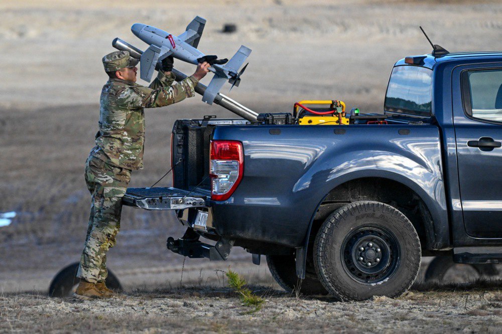 The American military is setting up the Merops drone Defence system during the C-UAS exercise in Poland, 18 November, 2025.