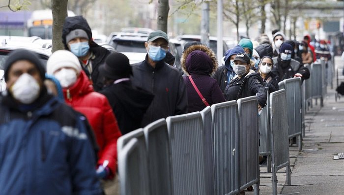 Waiting in line at a food pantry in New York City