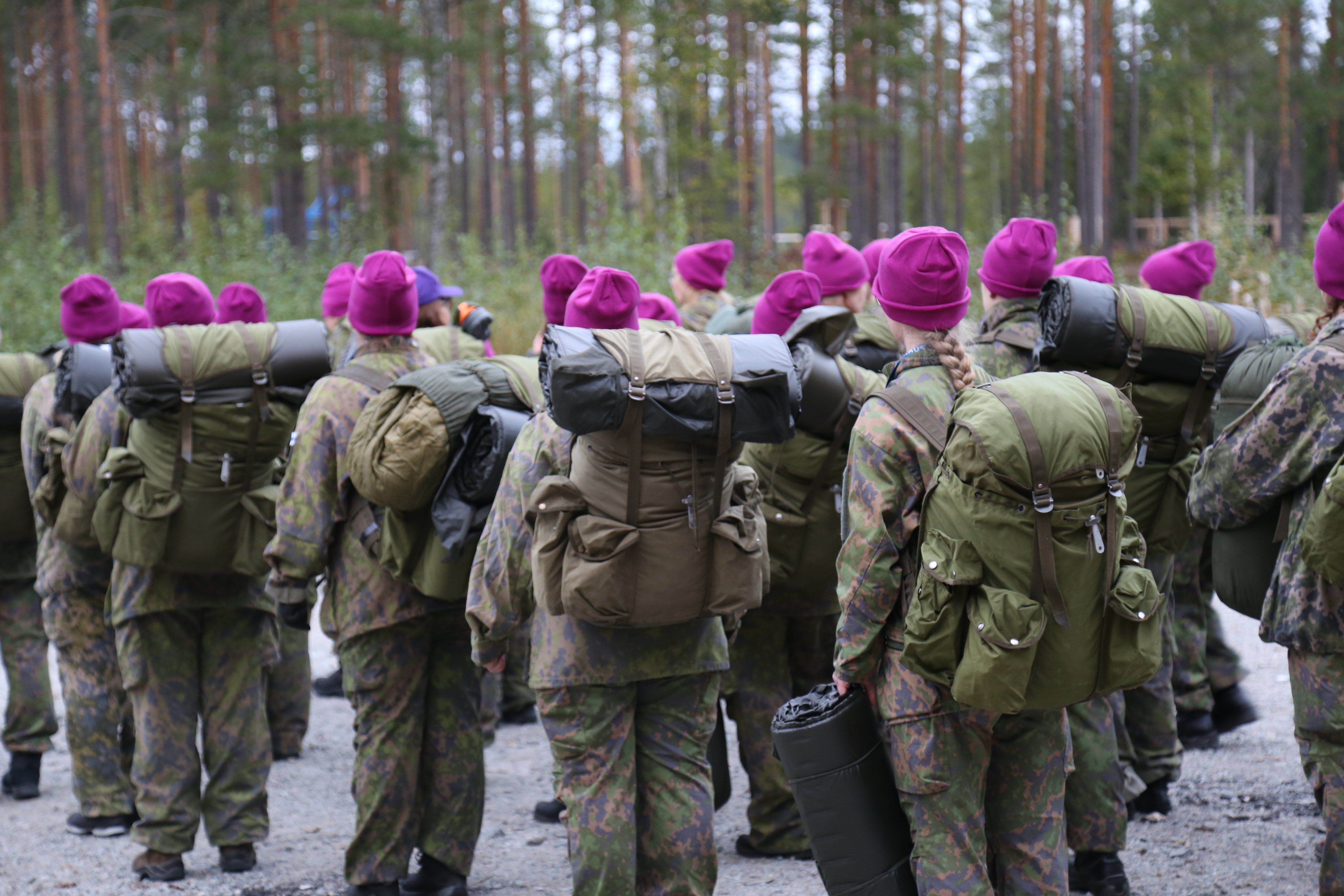 Purple hats and caps are one of the brand symbols of the Women's Association