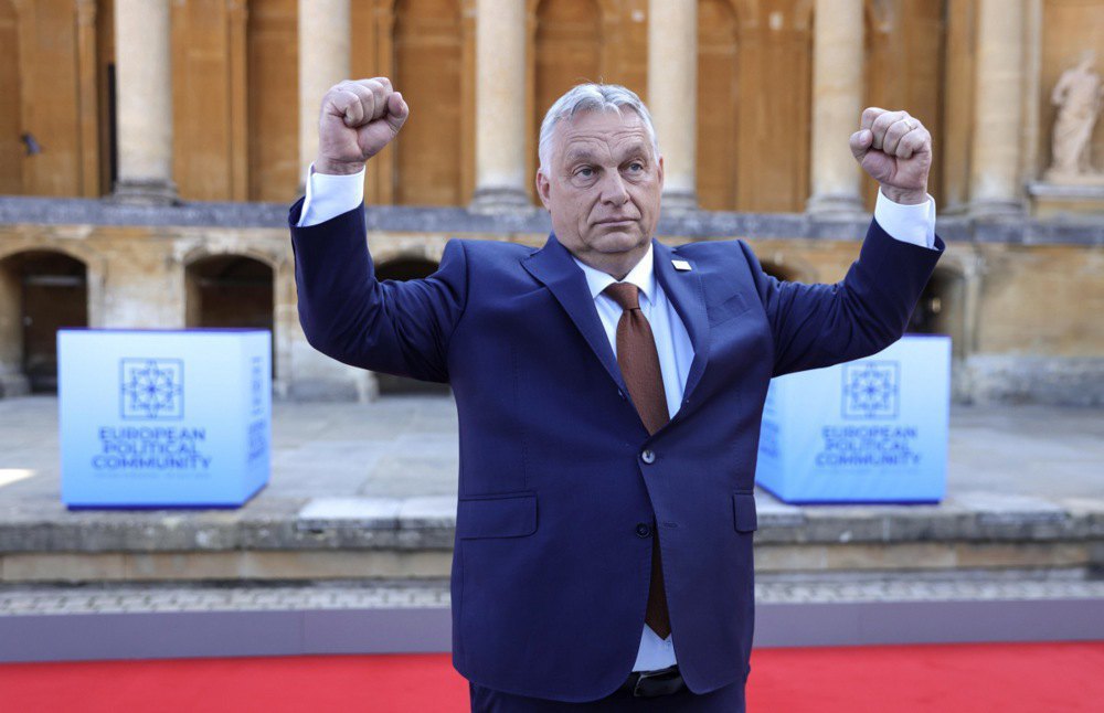 Hungary's Prime Minister Viktor Orban arrives at Blenheim Palace, Woodstock, UK, for a meeting of the European Political Community, 18 July 2024.