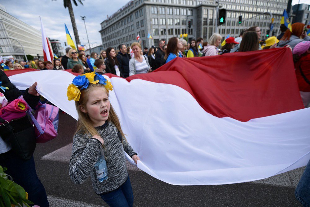 Ukrainians during the Thanksgiving March in Warsaw, 29 May, 2022