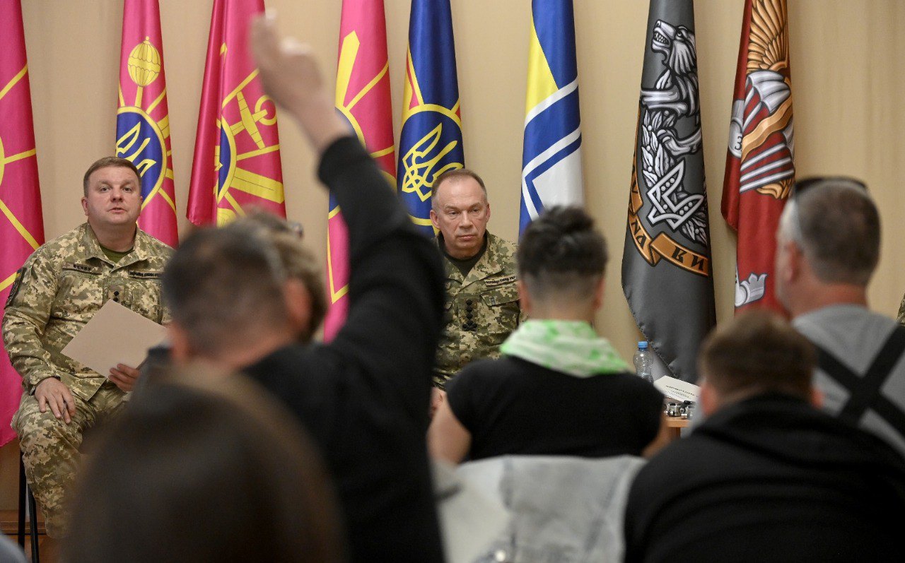 General Oleksandr Syrskyy, commander-in-chief of the Armed Forces of Ukraine, during a press conference
