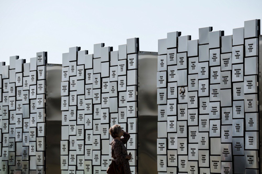 Memorial to the victims of war crimes in Bucha.